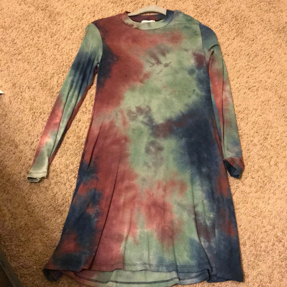 NWOT High Neck Tie-Dye Long Sleeve Dress Size M